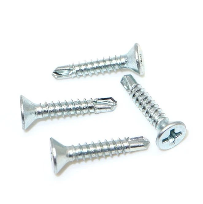 BLUE ZINC CSK HEAD SELF DRILLING SCREWS WITHOUT RIBS high quality